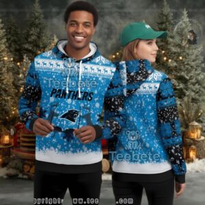 Carolina Panthers Reindeer Snowflakes 3D Ugly Hoodie Men