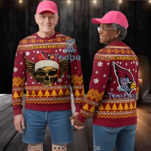 Arizona Cardinals Skull Ugly Christmas 3D Printed Hoodie