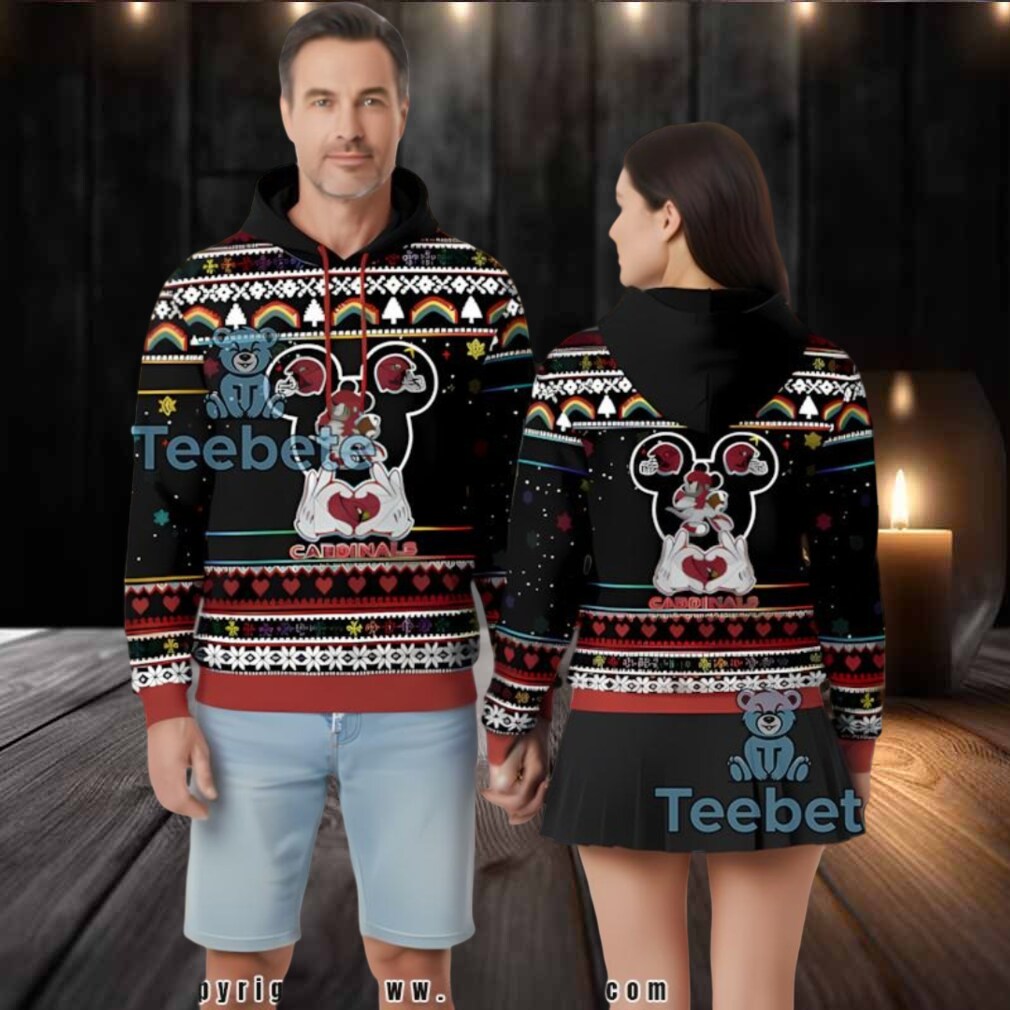 Arizona Cardinals Mickey Mouse Heart Ugly 3D Zip Up Hoodie Arizona Cardinals Mickey Mouse Heart Ugly 3D Zip Up Hoodie