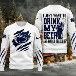 Penn State Nittany Lions NCAA I Just Want To Drink My Beer And Watch Aggies Ugy Christmas Sweater