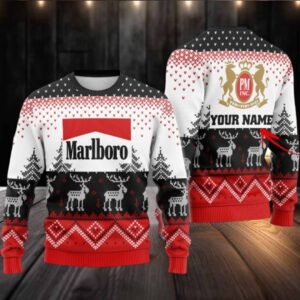 Personalized Marlboro Winter Reindeer Ugly Sweater