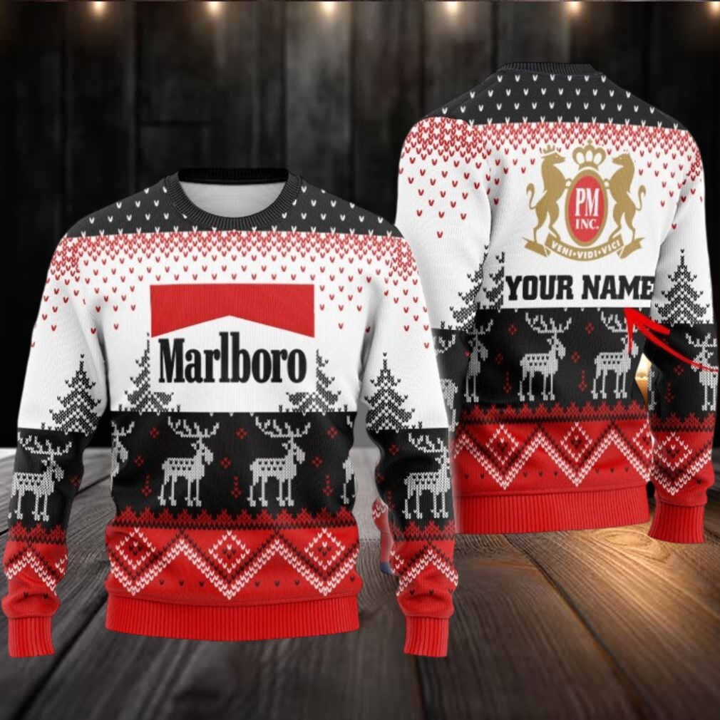 Personalized Marlboro Winter Reindeer Ugly Sweater Personalized Marlboro Winter Reindeer Ugly Sweater