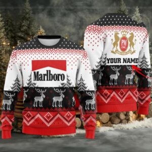 Personalized Marlboro Winter Reindeer Ugly Sweater