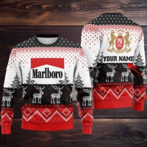 Personalized Marlboro Winter Reindeer Ugly Sweater
