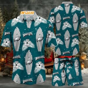 Philadelphia Eagles Flower Pattern Hawaiian Shirt And Shorts