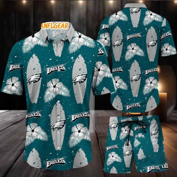 Philadelphia Eagles Flower Pattern Hawaiian Shirt And Shorts