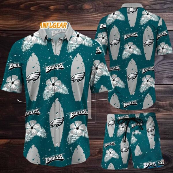 Philadelphia Eagles Flower Pattern Hawaiian Shirt And Shorts