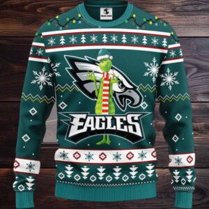 Philadelphia Eagles Funny Grinch Ugly Christmas Sweater
