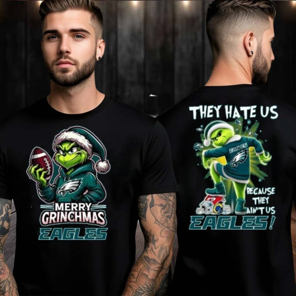 Philadelphia Eagles Grinch Merry Christmas Grinchmas 2025 Personalized Football Logo Two Sided Shirt Philadelphia Eagles Grinch Merry Christmas Grinchmas 2025 Personalized Football Logo Two Sided Shirt
