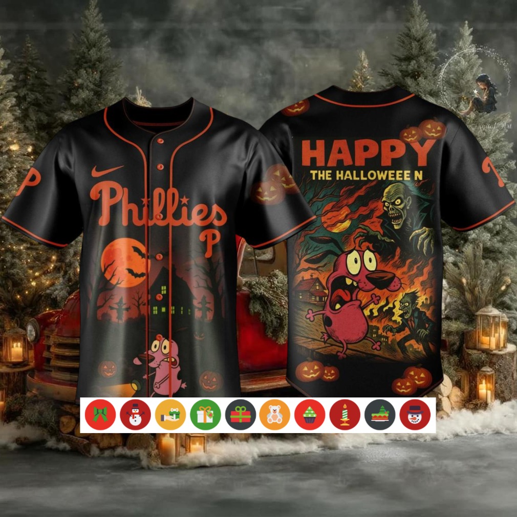 Philadelphia Phillies x Courage The Cowardly Dog Haloween Jersey Philadelphia Phillies x Courage The Cowardly Dog Haloween Jersey