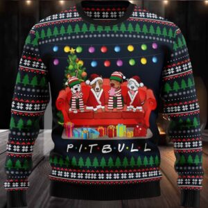 Pit Bull Friends Ugly Christmas Sweater