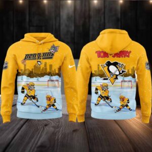 Pittsburgh Penguins Tom And Jerry Playing Hockey In The Snow 2025 Hoodie T Shirt