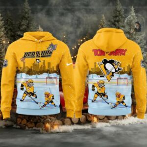 Pittsburgh Penguins Tom And Jerry Playing Hockey In The Snow 2025 Hoodie T Shirt