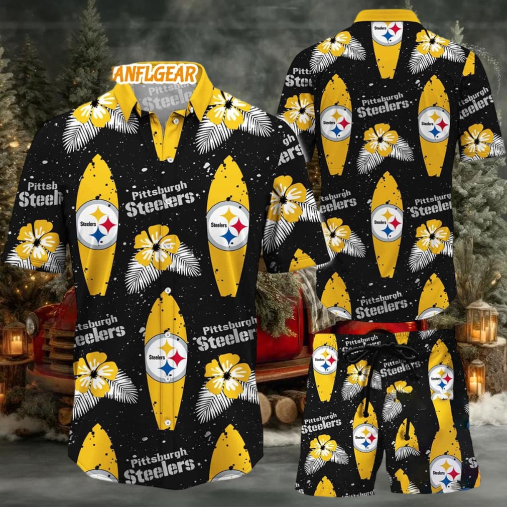 Pittsburgh Steelers Flower Pattern Hawaiian Shirt And Shorts Pittsburgh Steelers Flower Pattern Hawaiian Shirt And Shorts