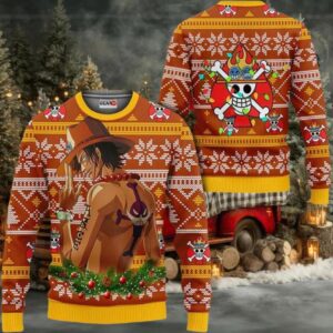 Portgas Ace Anime Xmas Gifts One Piece Ugly Christmas Sweater