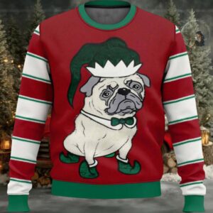 Pug Elf Christmas Ugly Sweater