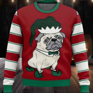 Pug Elf Christmas Ugly Sweater