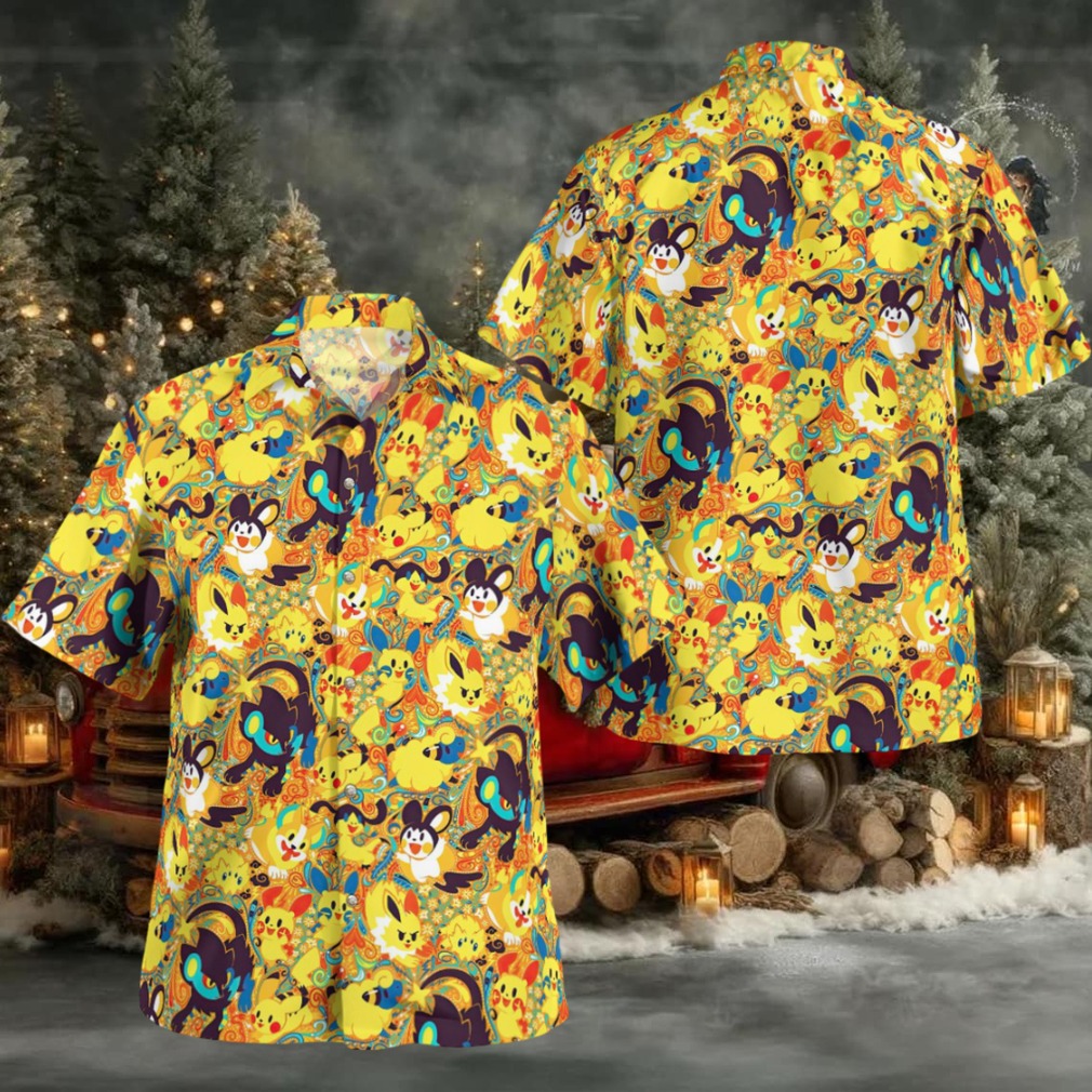 Electricity Pokemon Yellow Hawaiian Shirt Electricity Pokemon Yellow Hawaiian Shirt