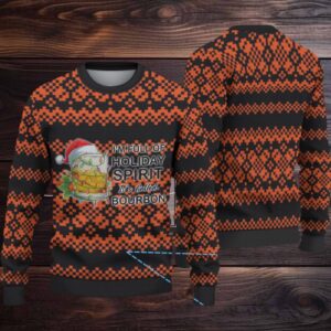 Black Orange Jameson Holiday Spirit Bourbon Pixel Knit Christmas Ugly Sweater
