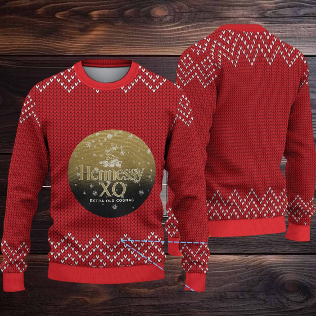 Red Chevron Knit Hennessy XO Ugly Christmas Sweater Red Chevron Knit Hennessy XO Ugly Christmas Sweater
