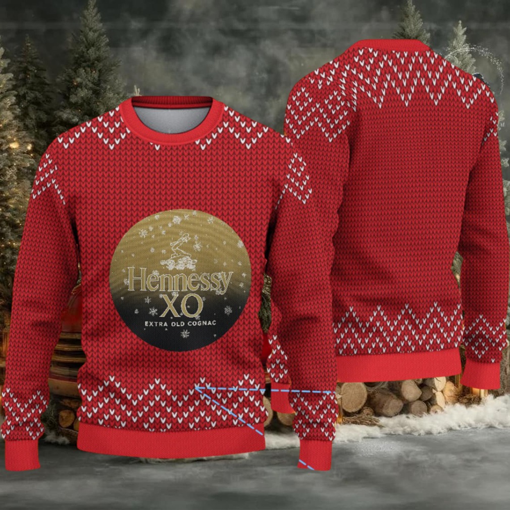 Red Chevron Knit Hennessy XO Ugly Christmas Sweater Red Chevron Knit Hennessy XO Ugly Christmas Sweater