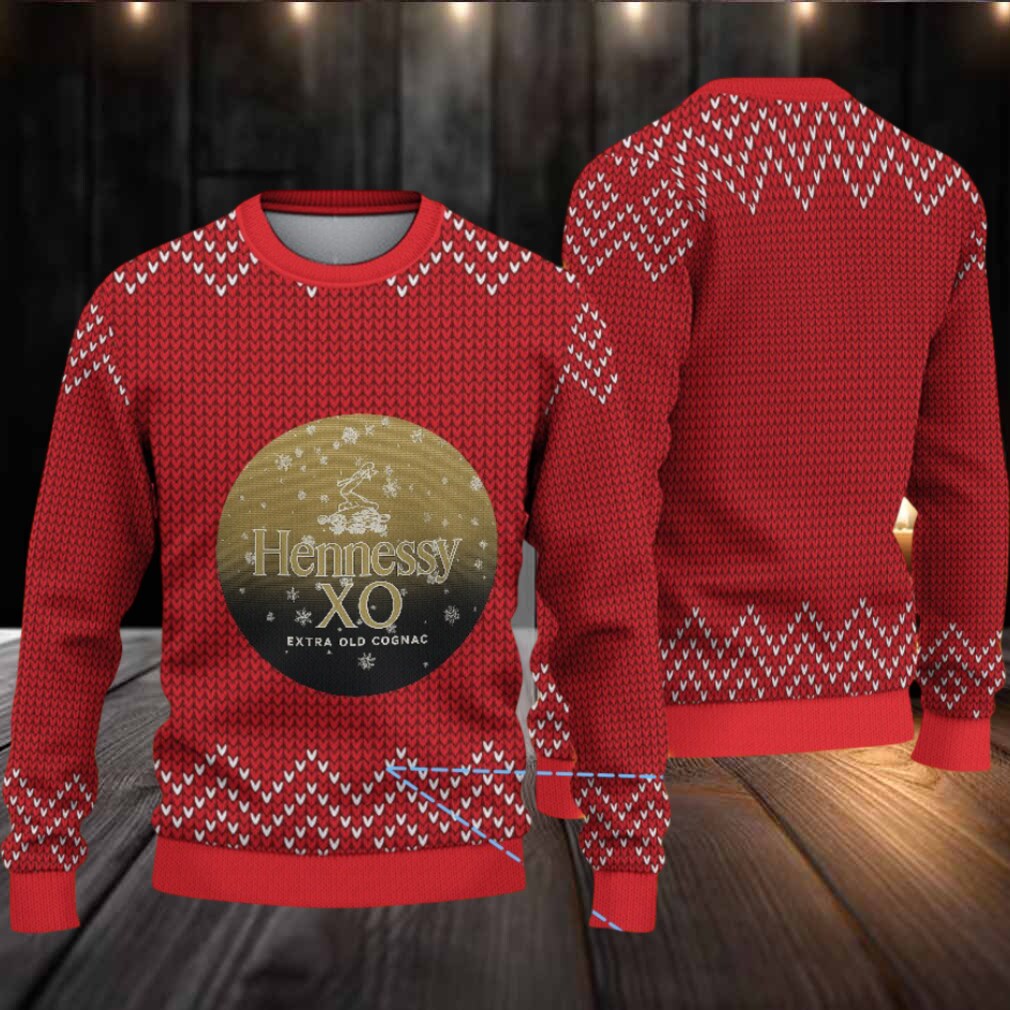 Red Chevron Knit Hennessy XO Ugly Christmas Sweater Red Chevron Knit Hennessy XO Ugly Christmas Sweater