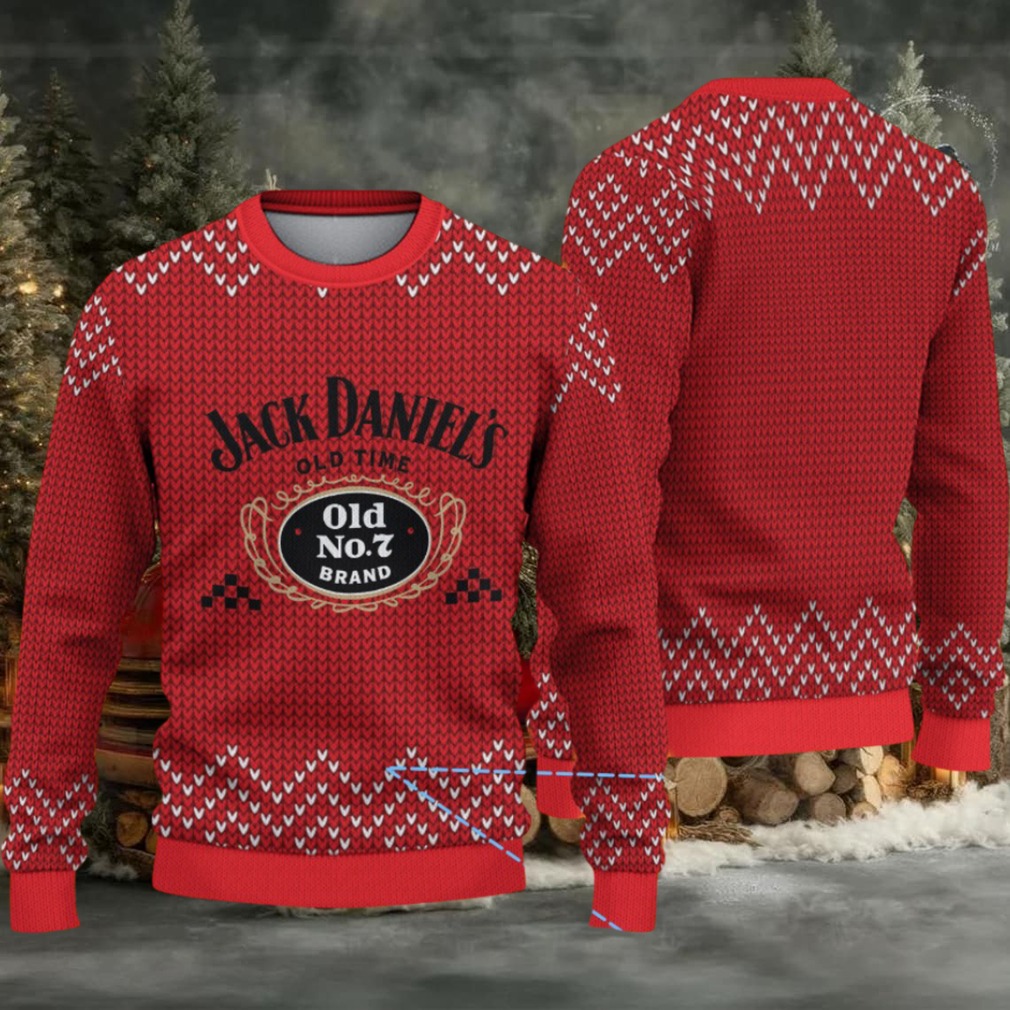 Red Chevron Knit Ugly Christmas Sweater Jack Daniel’s Old No. 7 Logo Red Chevron Knit Ugly Christmas Sweater Jack Daniel’s Old No. 7 Logo