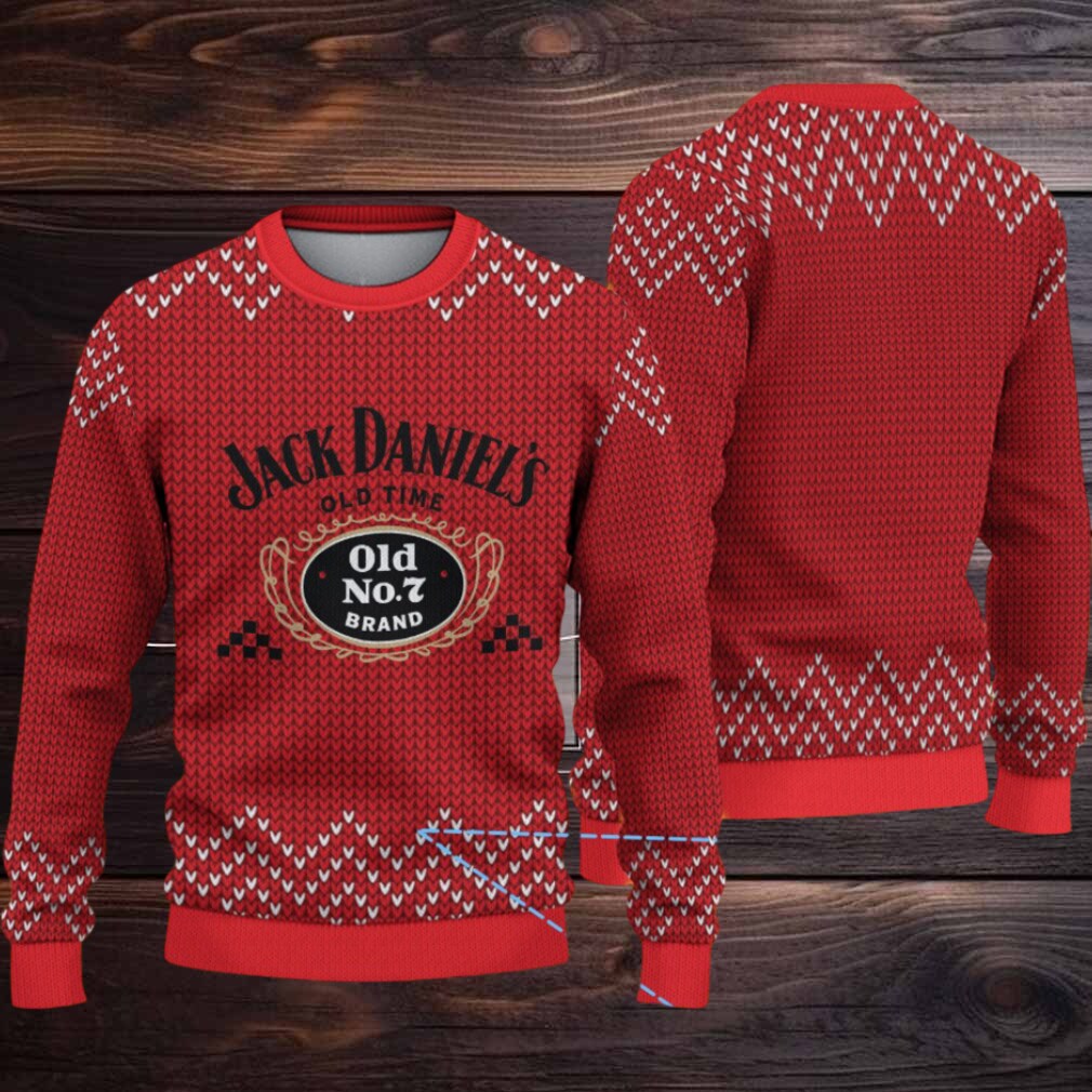 Red Chevron Knit Ugly Christmas Sweater Jack Daniel’s Old No. 7 Logo Red Chevron Knit Ugly Christmas Sweater Jack Daniel’s Old No. 7 Logo