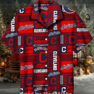 Red Cleveland Indians Logo Vintage 1901 Style Hawaiian Shirt