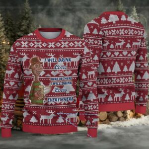 Red Coors Freddy Krueger Christmas Pattern Ugly Sweater