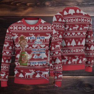 Red Coors Freddy Krueger Christmas Pattern Ugly Sweater