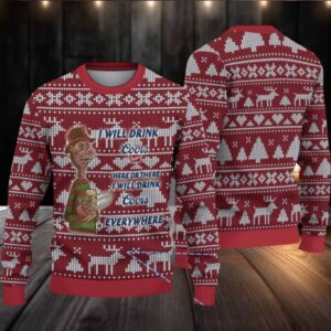 Red Coors Freddy Krueger Christmas Pattern Ugly Sweater