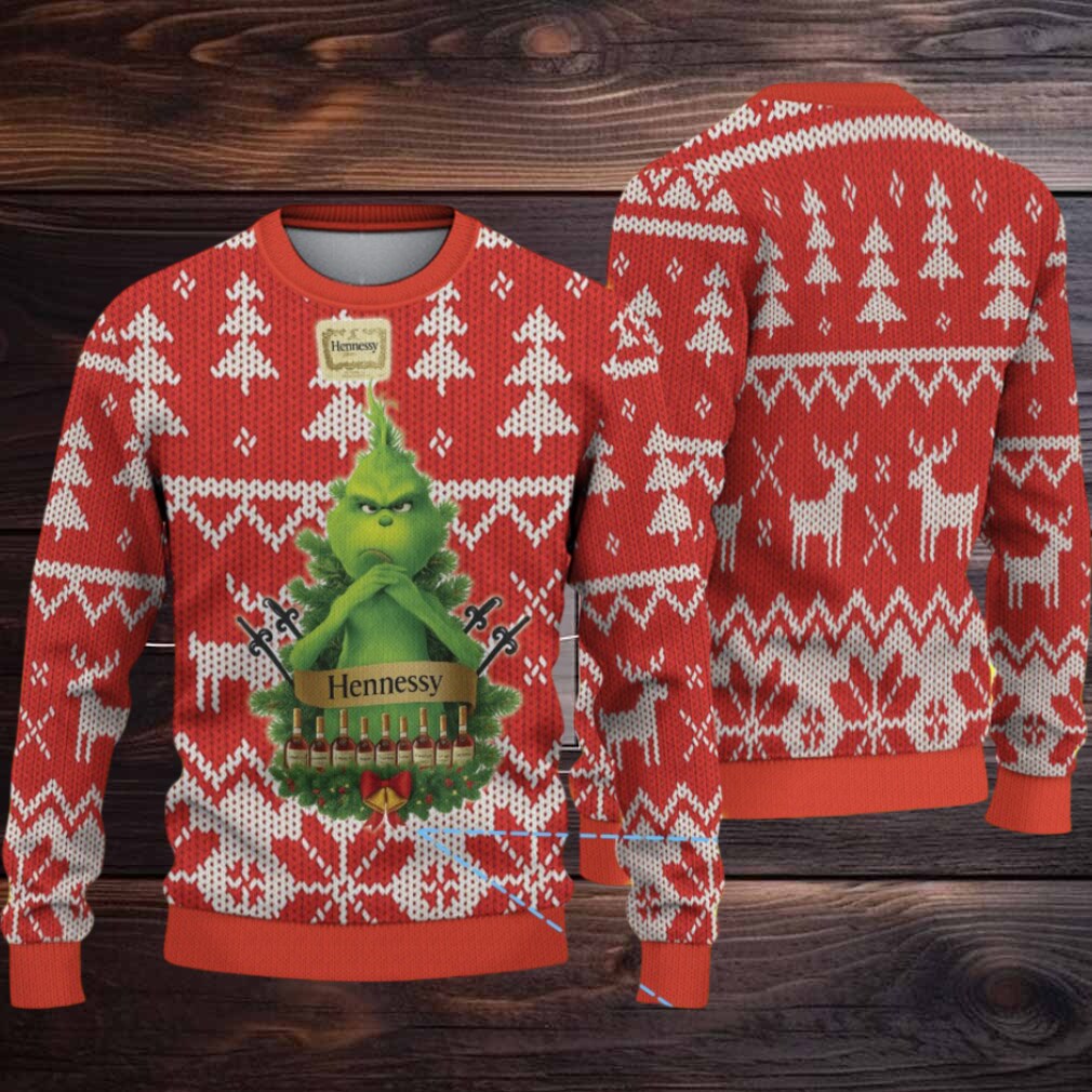 Red Fair Isle Christmas Tree & Reindeer Hennessy Ugly Christmas Sweater Red Fair Isle Christmas Tree & Reindeer Hennessy Ugly Christmas Sweater