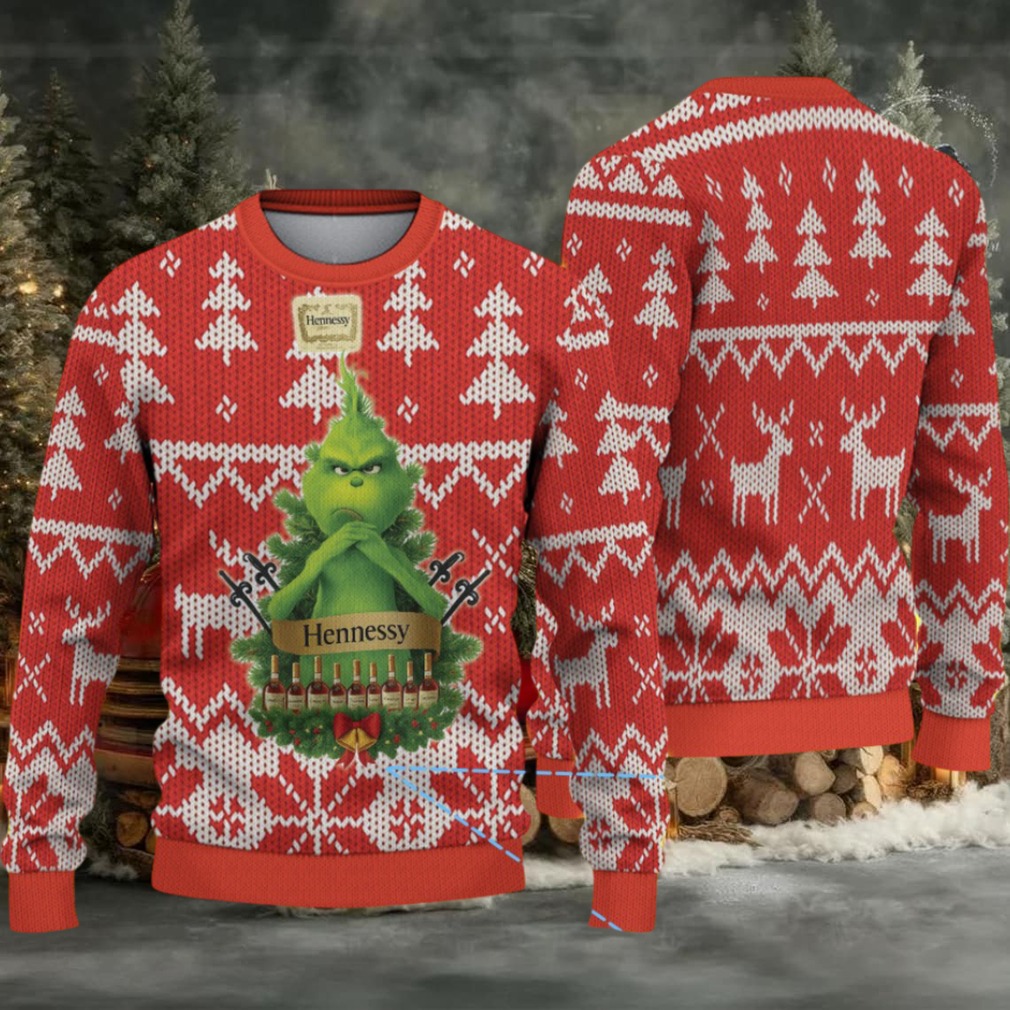 Red Fair Isle Christmas Tree & Reindeer Hennessy Ugly Christmas Sweater Red Fair Isle Christmas Tree & Reindeer Hennessy Ugly Christmas Sweater