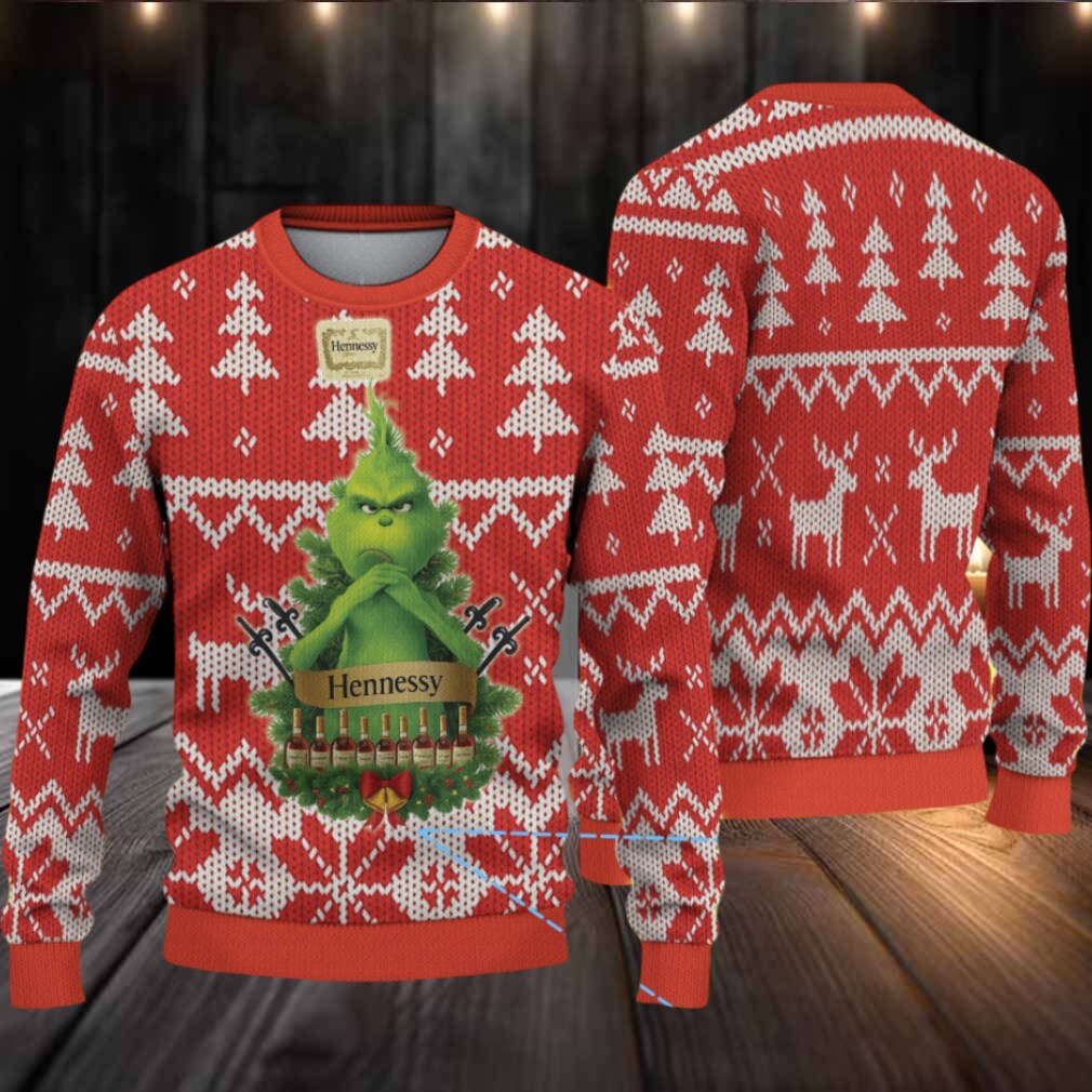 Red Fair Isle Christmas Tree & Reindeer Hennessy Ugly Christmas Sweater Red Fair Isle Christmas Tree & Reindeer Hennessy Ugly Christmas Sweater