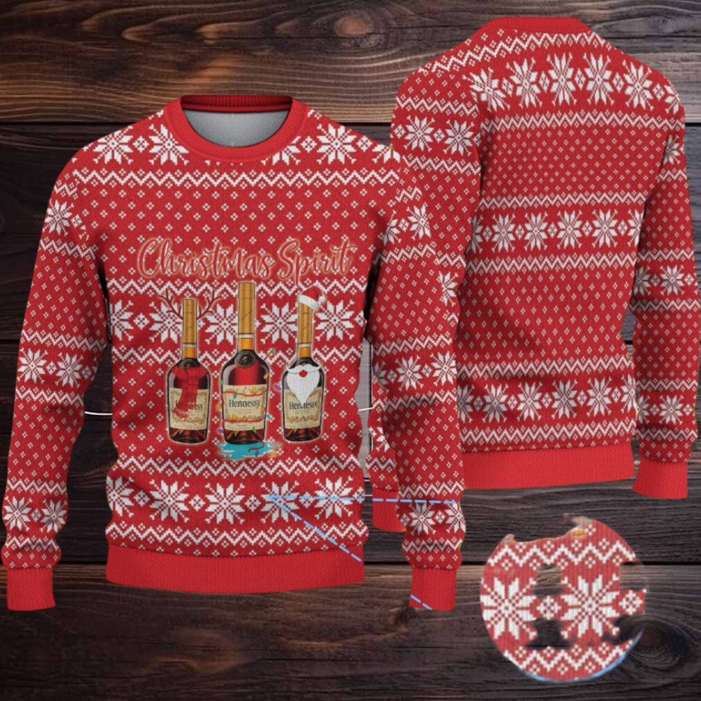 Red Fair Isle Snowflake Hennessy “Christmas Spirit” Ugly Christmas Sweater Red Fair Isle Snowflake Hennessy “Christmas Spirit” Ugly Christmas Sweater