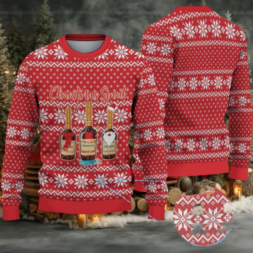 Red Fair Isle Snowflake Hennessy “Christmas Spirit” Ugly Christmas Sweater Red Fair Isle Snowflake Hennessy “Christmas Spirit” Ugly Christmas Sweater