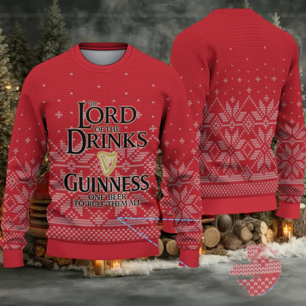 Red Fair Isle Snowflake “Lord of the Drinks” Guinness Beer Ugly Christmas Sweater Red Fair Isle Snowflake “Lord of the Drinks” Guinness Beer Ugly Christmas Sweater