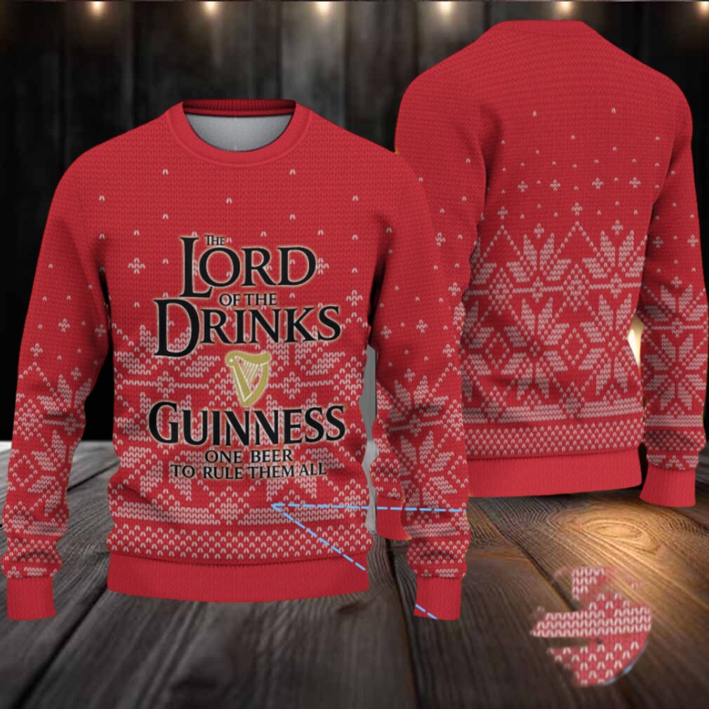 Red Fair Isle Snowflake “Lord of the Drinks” Guinness Beer Ugly Christmas Sweater Red Fair Isle Snowflake “Lord of the Drinks” Guinness Beer Ugly Christmas Sweater