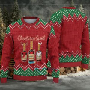 Red & Green Chevron Knit Hennessy “Christmas Spirit” Ugly Christmas Sweater