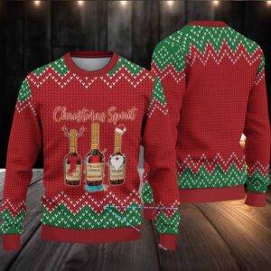 Red & Green Chevron Knit Hennessy “Christmas Spirit” Ugly Christmas Sweater