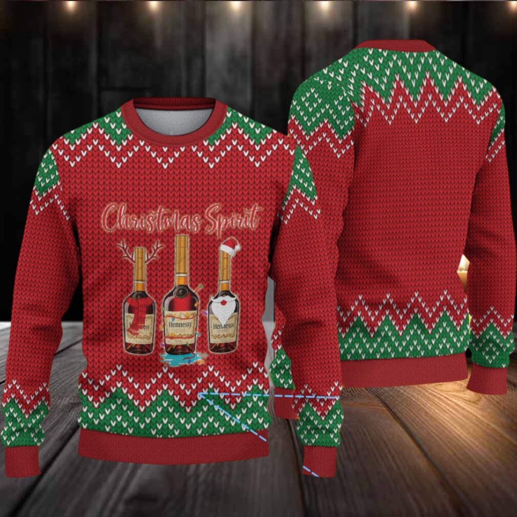 Red & Green Chevron Knit Hennessy “Christmas Spirit” Ugly Christmas Sweater Red & Green Chevron Knit Hennessy “Christmas Spirit” Ugly Christmas Sweater