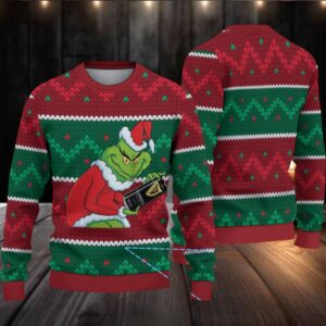 Red & Green Fair Isle Stripe Guinness Beer Ugly Christmas Sweater