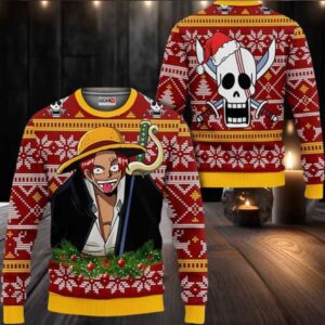 Red Hair Shanks Anime Xmas Gifts One Piece Ugly Christmas Sweater