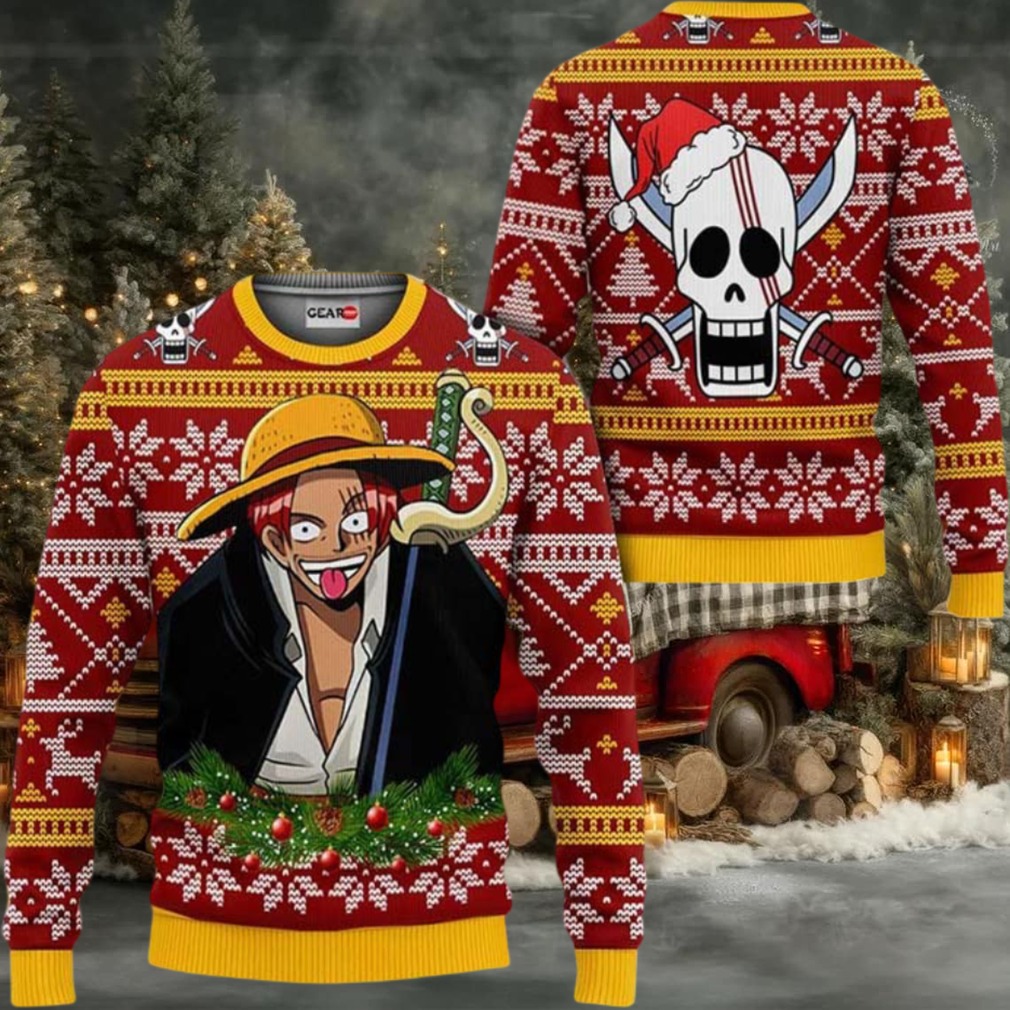 Red Hair Shanks Anime Xmas Gifts One Piece Ugly Christmas Sweater Red Hair Shanks Anime Xmas Gifts One Piece Ugly Christmas Sweater