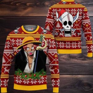 Red Hair Shanks Anime Xmas Gifts One Piece Ugly Christmas Sweater