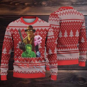 Red Jagermeister Body Double Movie Christmas Ugly Sweater