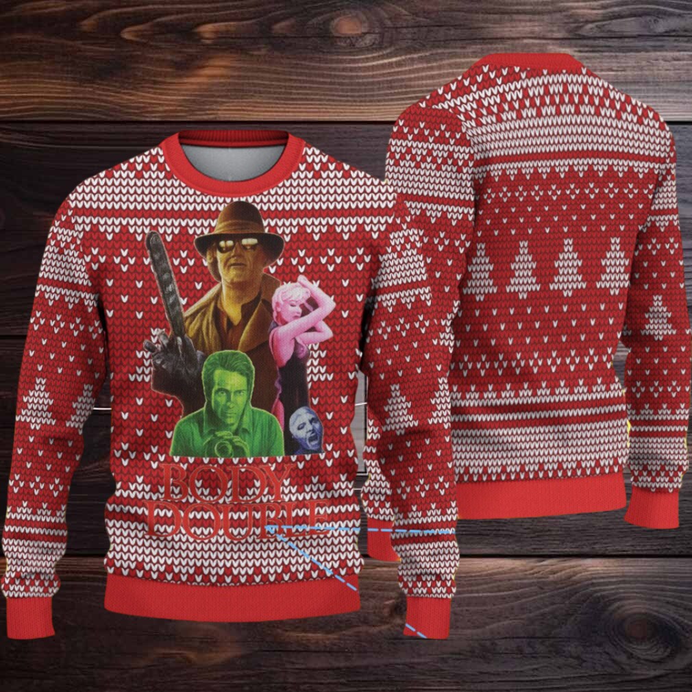 Red Jagermeister Body Double Movie Christmas Ugly Sweater Red Jagermeister Body Double Movie Christmas Ugly Sweater