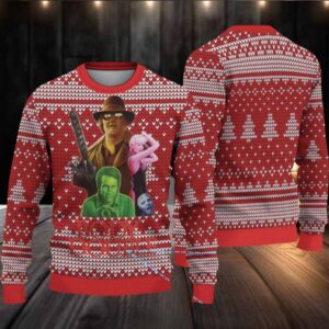 Red Jagermeister Body Double Movie Christmas Ugly Sweater