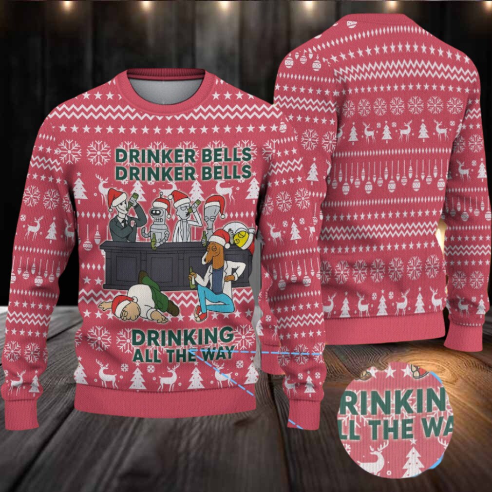 Red Jameson Drinker Bells Drinking All The Way Christmas Ugly Sweater Red Jameson Drinker Bells Drinking All The Way Christmas Ugly Sweater